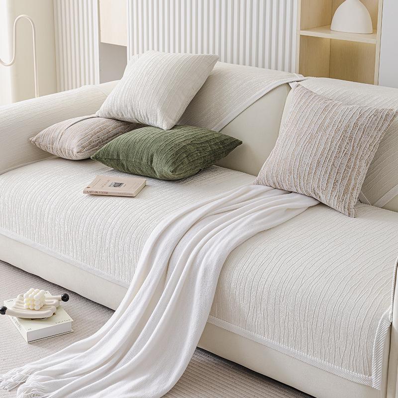 Chenille Cream Sofa Cushion Cover - Non-Slip Four Seasons Universal High-End Design 2025 45x45cm Set 1330₽