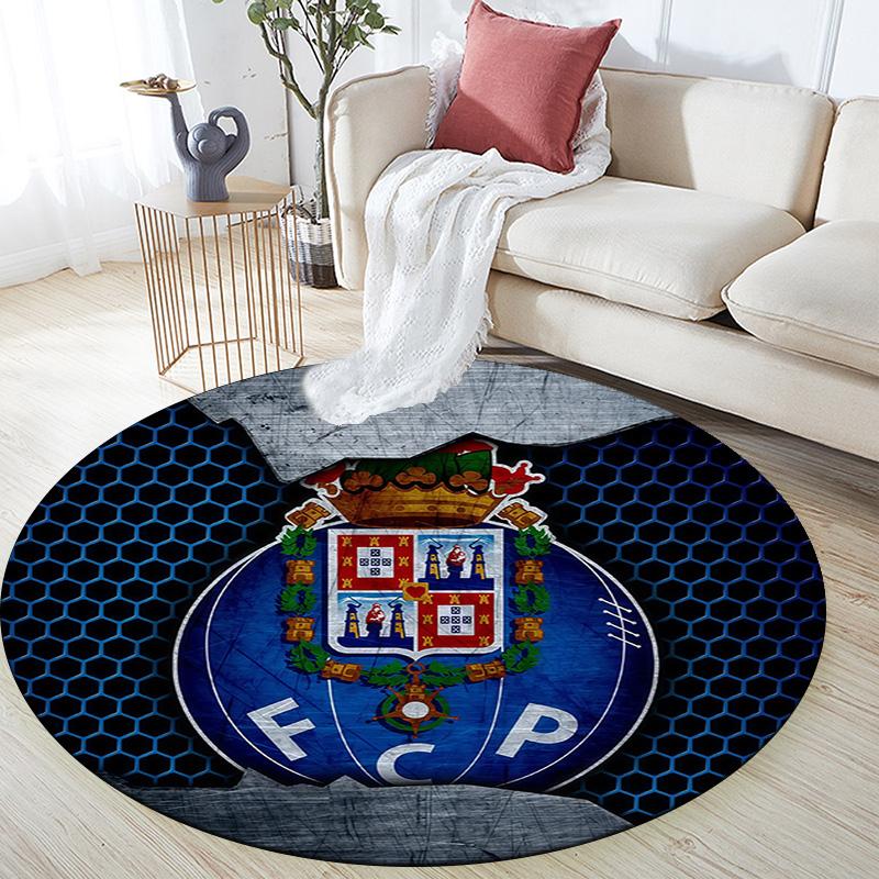 Futebol Clube do Porto Round Area Rug,Carpet Rug for Living Room Bedroom Sofa Playroom Decor,Non-slip Floor Mat