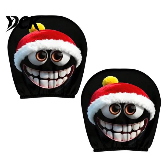 Holiday Themed Car Accessories 2Pcs Santa Headrest Covers, Christmas Printed Pillow Cases, Universal Fit Auto Interior Decoration for Most Vehicles,