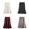French Elegant Satin Wrap Skirt With Zipper For Womens Office And Formal Wear