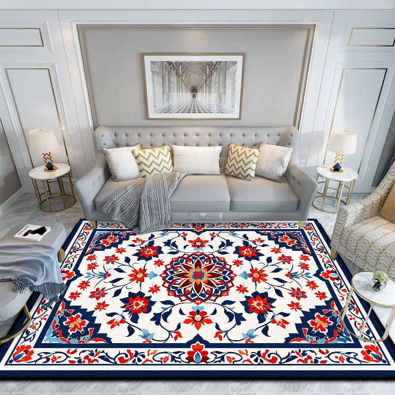 Bohemian Non-slip Carpet for Living Room Fluffy Office Gaming Room Area Rug Floral Design Style Room Decoration Home Mats Soft