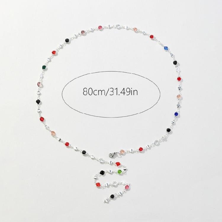 Eye Catching Colorful Crystal Neckpiece Adjustable Length Clavicle Chain Long Y-Shaped Neckchain for Fashion Ladies