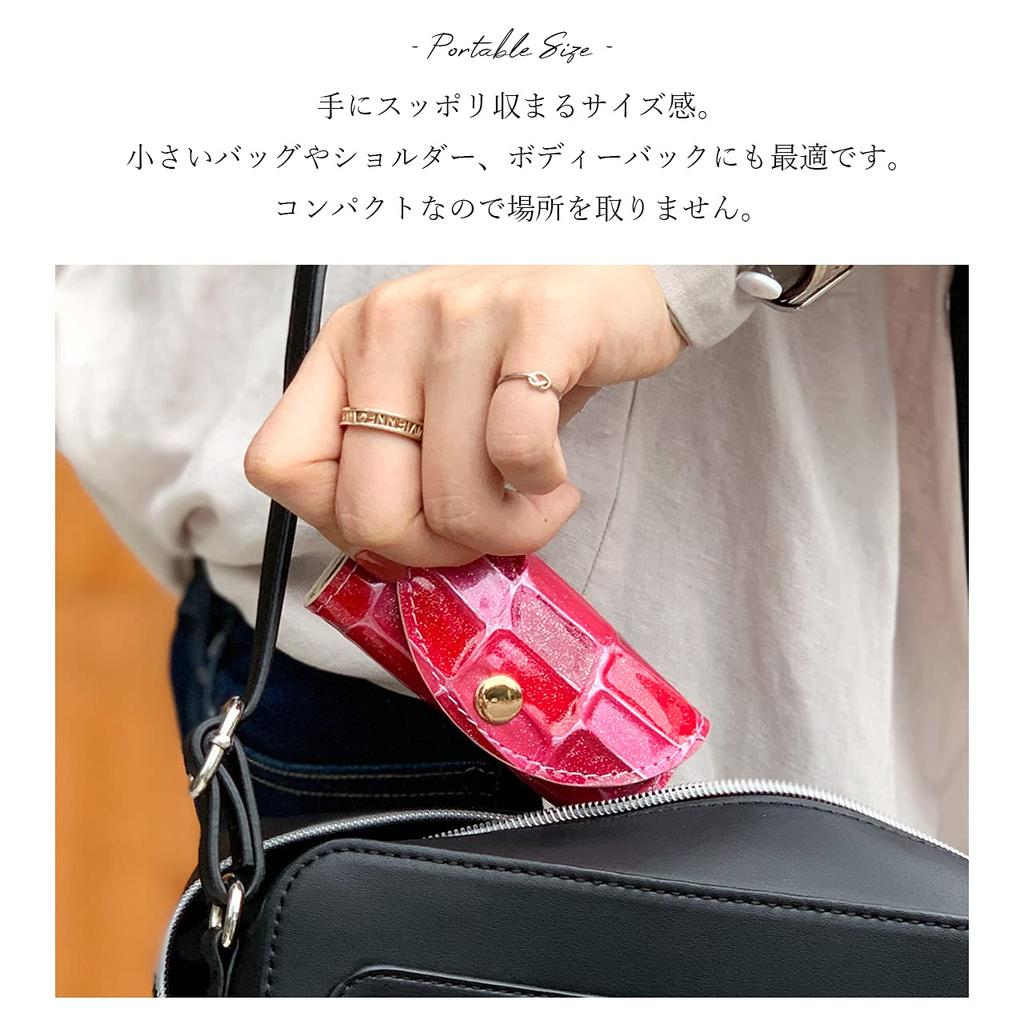 Leo&Aoi Leather Smart Key Case, Genuine Leather, Women's, 4-Ring Enamel, 2nd Stained Glass Design, Silver Gray