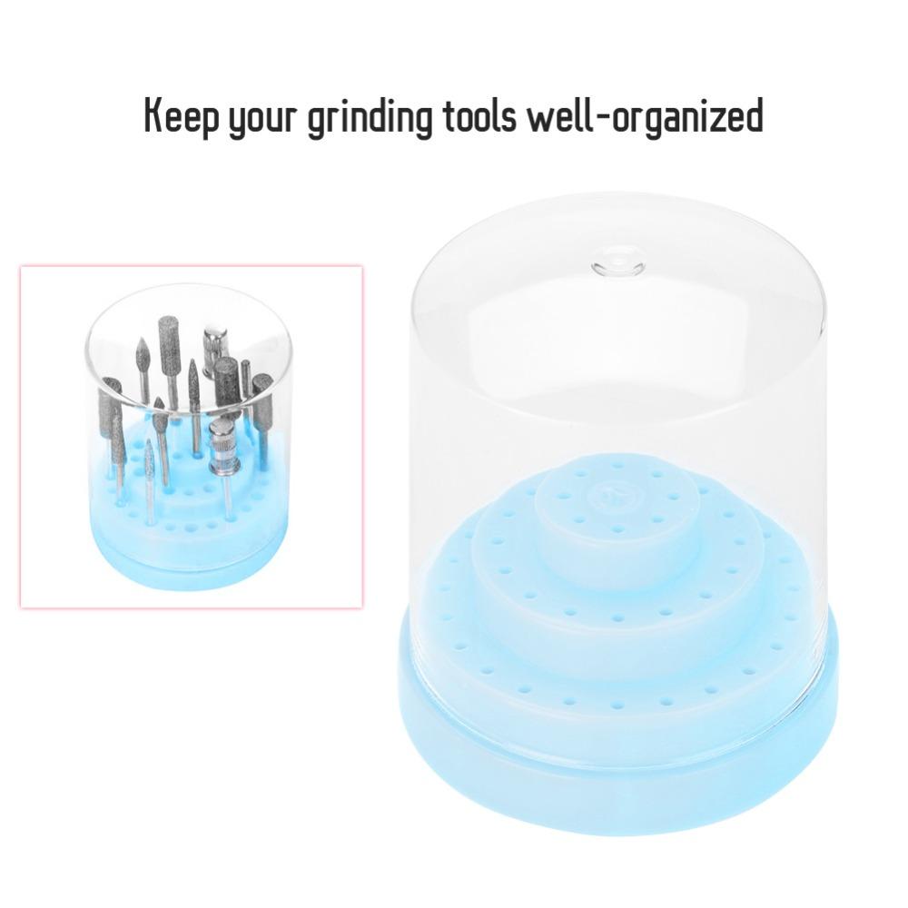48 Holes Drill Bit Display Stand Transparent Cover Grinding Head Storage Box Salon Tool Sorting