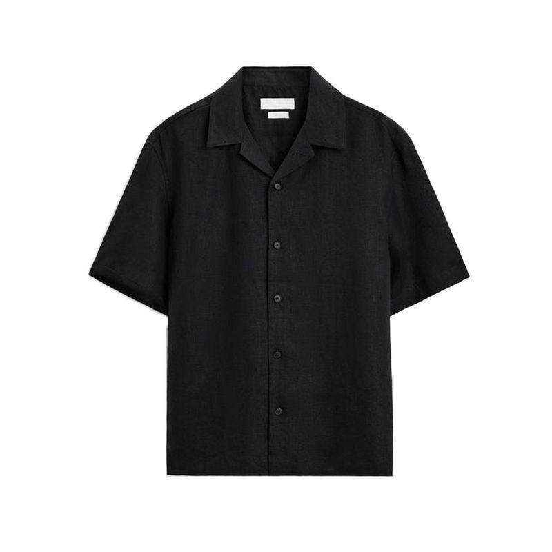 Summer New Men's Wear Lapel Short Sleeve Casual Simple and Comfortable Linen Blended Shirt Tops 3090123