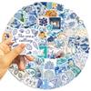 10/30/50/100pcs Blue Mediterranean Art Graffiti Stickers Vintage INS Aesthetic Decals DIY Stationery Phone Waterproof Sticker