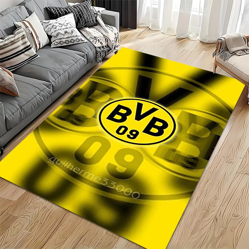 Sport-Teppich, Borussia Dortmund BVB 09 Gelbes Logo Poster, Fan-Höhlen-Dekoration, Rutschfeste Matte