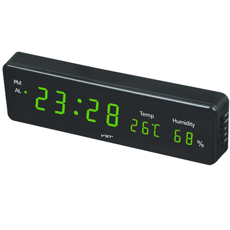 Home Practical Digital Desk Hanging Dual-purpose LED Clock Digital Clock with Temperature and Humidity Multiple Alarm Clocks