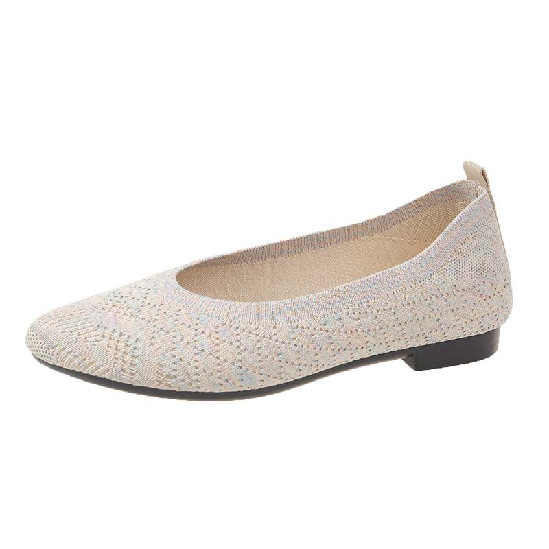 

Новая Мода Женская Обувь Большого Размера Сетчатая Перфорированная Дышащая Мягкая Подошва Противоскользящая Повседневная Обувь на Плоской Подошве для Женщин 35 бежевый