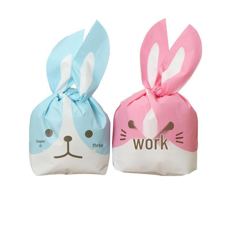 Cartoon Bunny Ears Candy Snack Bag for Kids - Children's Day Gift, Snowflake Crisp Cookies, Small Snacks, Baking Packaging