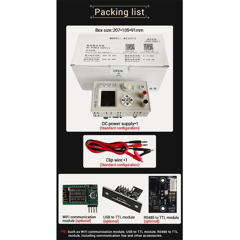 60V 12A Adjustable CNC for DC Power Supply Step-down Power Supply Module Constant Voltage Constant Current LCD Screen