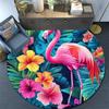Flamingo Tropical Round Area Rug,Carpet Rug for Living Room Bedroom Sofa Playroom Decor,Non-slip Floor Mat