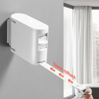 4.2M Wall Mount Retractable Clothesline 180 Degrees Rotatable Folding Invisible Retracting Heavy Duty Indoor Outdoor Balcony Laundry Clothes