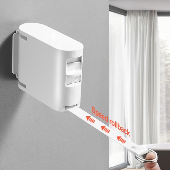 4.2M Wall Mount Retractable Clothesline 180 Degrees Rotatable Folding Invisible Retracting Heavy Duty Indoor Outdoor Balcony Laundry Clothes