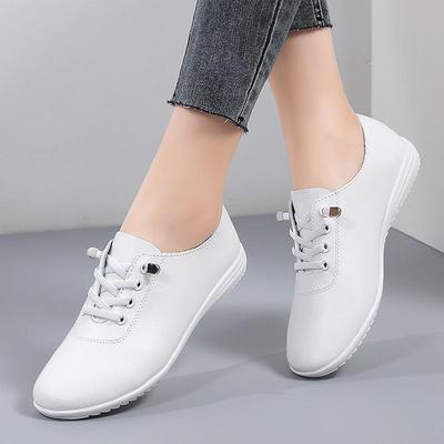 2025 Lente Dames Echt Leer Witte Instap Sneakers - Zachte Zool Casual Flats