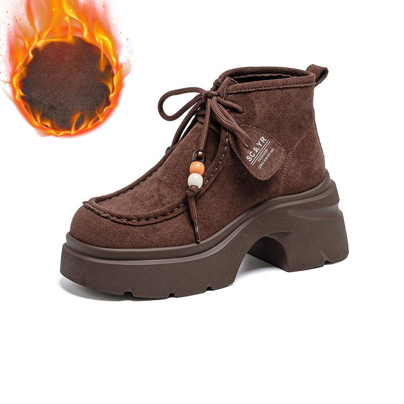 

Fleece Thick-soled Boots, New Versatile Sporty and Casual Short-top Women s Shoes 39 коричневий