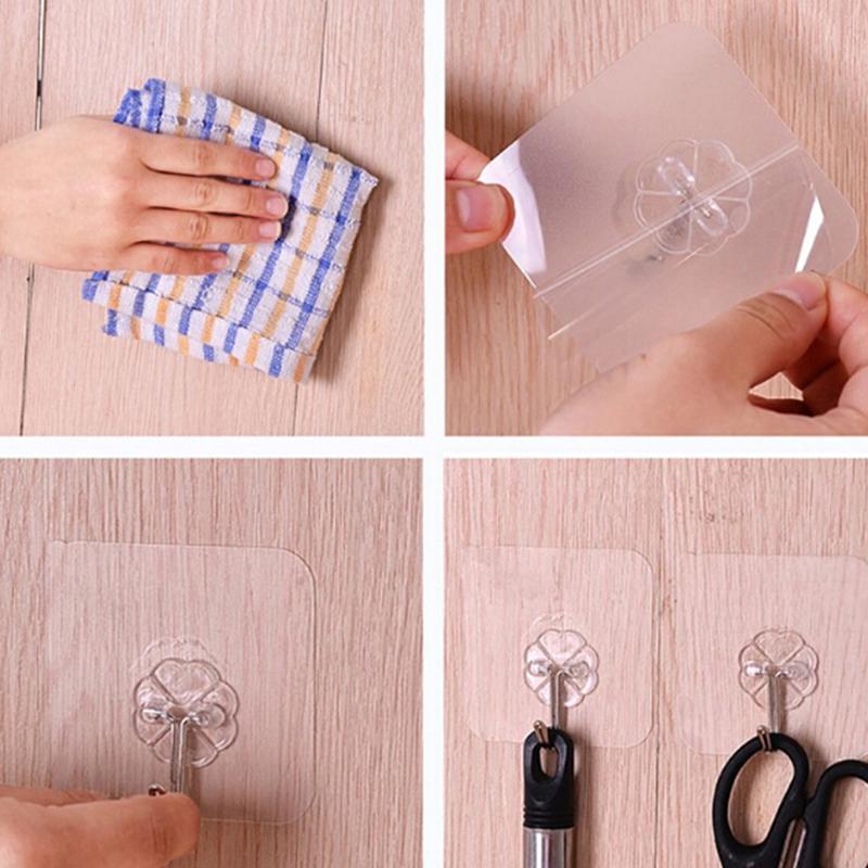 3X Strong Transparent Suction Cup Sucker Wall Hooks Hanger For Kitchen Bathroom
