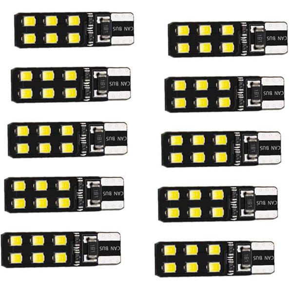10PCS LED Lights,T10 W5W CANBUS T10 LED 12SMD 2835 Led Error Free 12V Car Light Source Wedge Led Rear Lamp Parking Light Replacement Bulbs