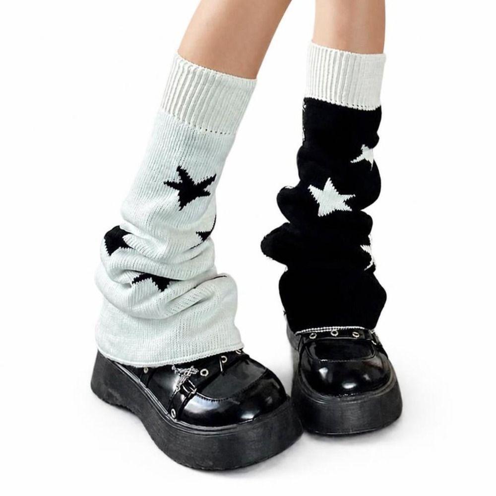 Double-sided Knit Leg Warmers Lolita Style Star Pattern Leg Covers Streetwear Looks