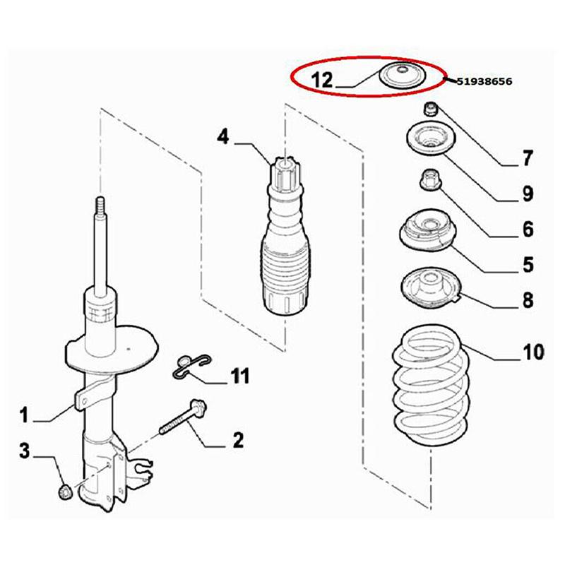2PCS Front Shock Absorber Top Strut Mount Cover Caps 51938656 for Fiat 500 Abarth for Ford KA Suspension Nut Waterproof