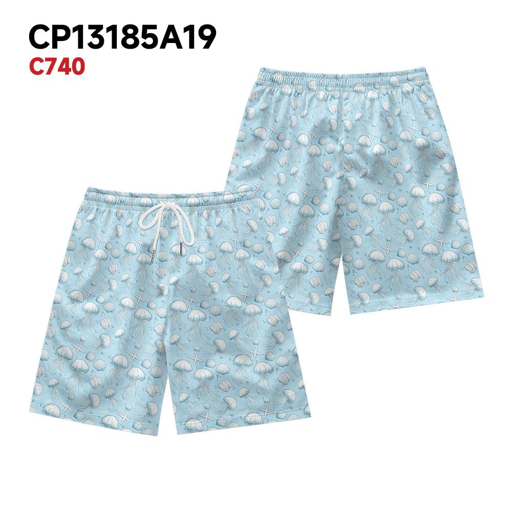 

European And American Marine Creatures Floral Elements Men S Casual Shorts Beach Pants XXS
