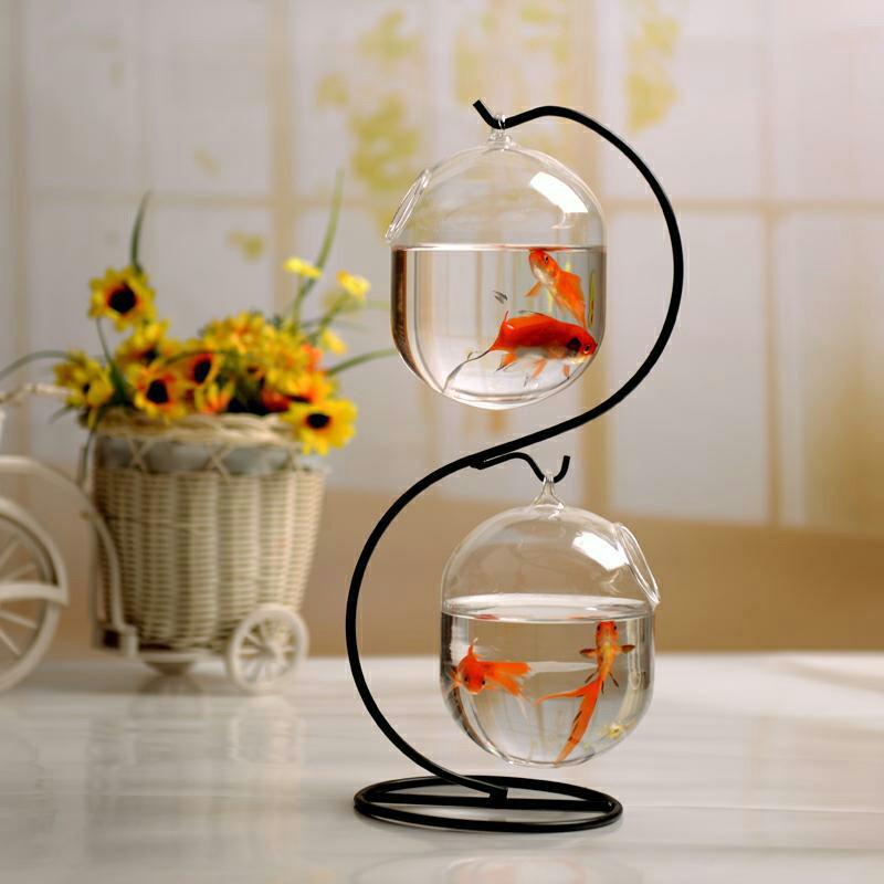 Kreatives Mikro-Landschafts-Kampffisch-Aquarium - Modisches Glas-Fischglas-Dekorationsobjekt für die Heimdekoration, Kleine Geschenke