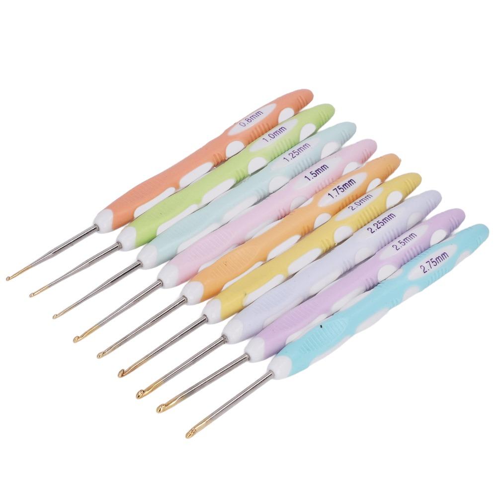 9pcs Soft Comfort Grip Handles Crochet Hooks Set Ergonomic Crochet Needles For Knitting Craft