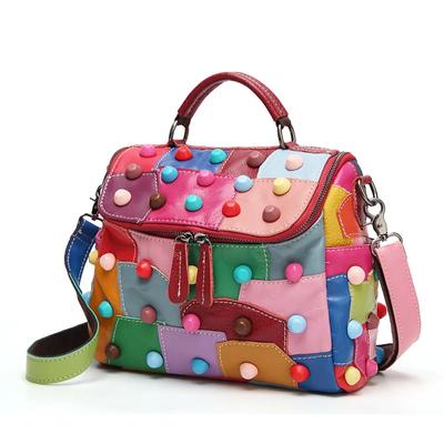 Dámská taška Message Taška Soft Leather Girls Patchwork Multicolor Street Travel Tašky přes rameno