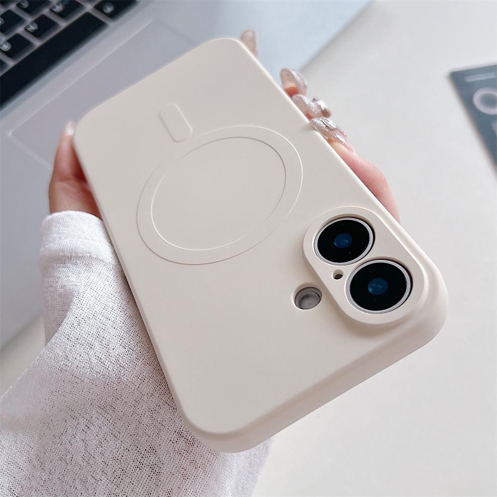 Liquid Silicone Case For iPhone 16 15 14 13 12 11 Pro Max Plus Phone Magnetic Wireless Charger For Magsafe Shockproof Back Cover