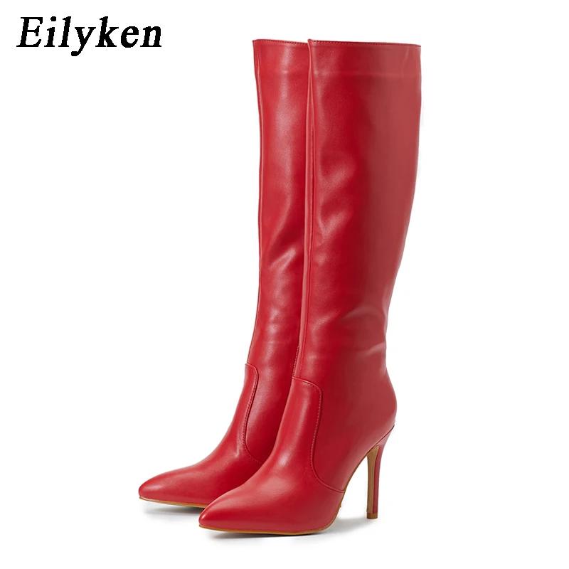 Fashion Eilyken White Black Zipper Women High Heel Boots Designer Shoes Long Knee-High Boots the Knee Botas Mujer