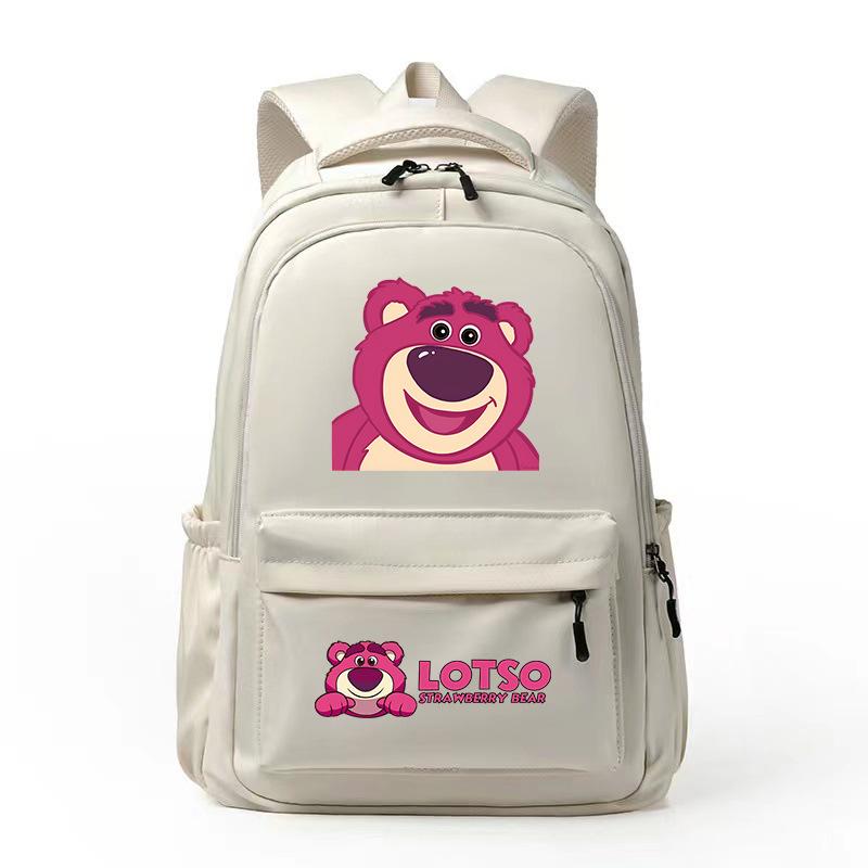 Cute Strawberry Bear Trend Backpack Men'S And Women'S Leisure Campus Student School Bag