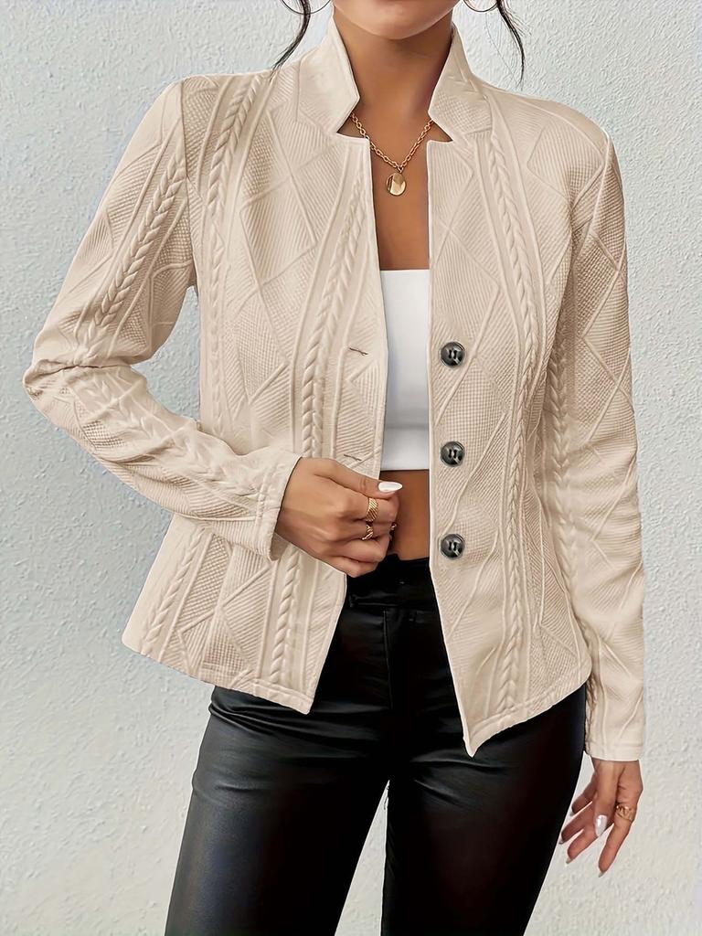 woMen's Autumn/Winter Blazer Suit Coat with Button Flower Pattern - Luxury Casual Workwear