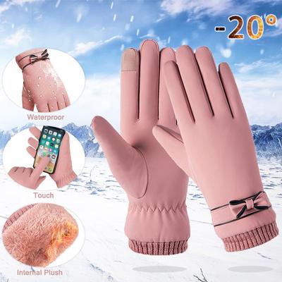 Kış Y2K Kadın Dokunmatik Ekran Eldiven Yeni Isıtıcı Termal Polar Astarlı Guantes Tam Parmak Eldivenler Su Geçirmez Motosiklet Eldiven