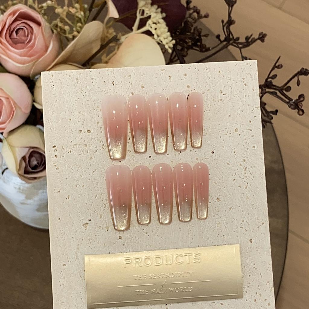 Handmade Daily Versatile Nude Powder Gradient Gold Cat Eyes Flashing Star-removable Wearable Armor