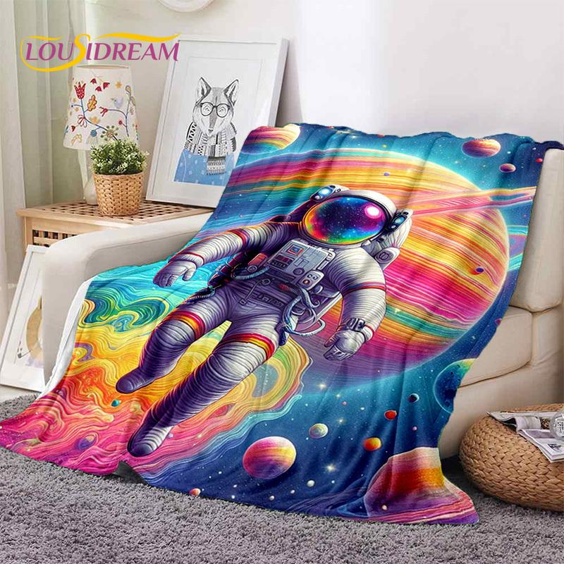 Astronaut Dream Universe Spaceman 3D Outer Space Cartoon Soft Blankets,Throw Blanket for Picnic Beds Home Bedroom Cover Kid Gift