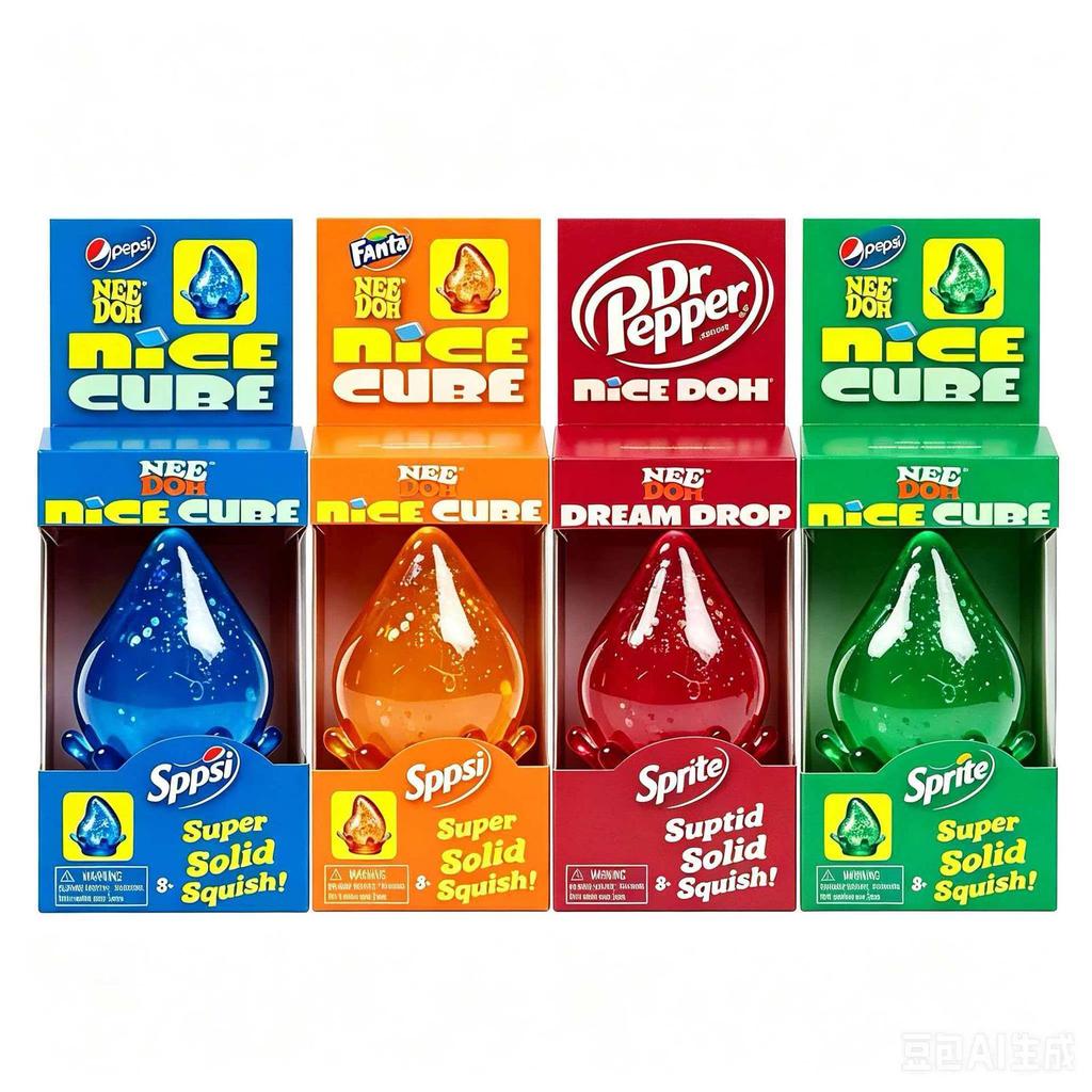 Dr Pepper X NeeDoh Nice Cube Squishy Soft Squeeze Fidget Cube Stress Relief Anxiety Relief Sensory Toy for Kids and Adults