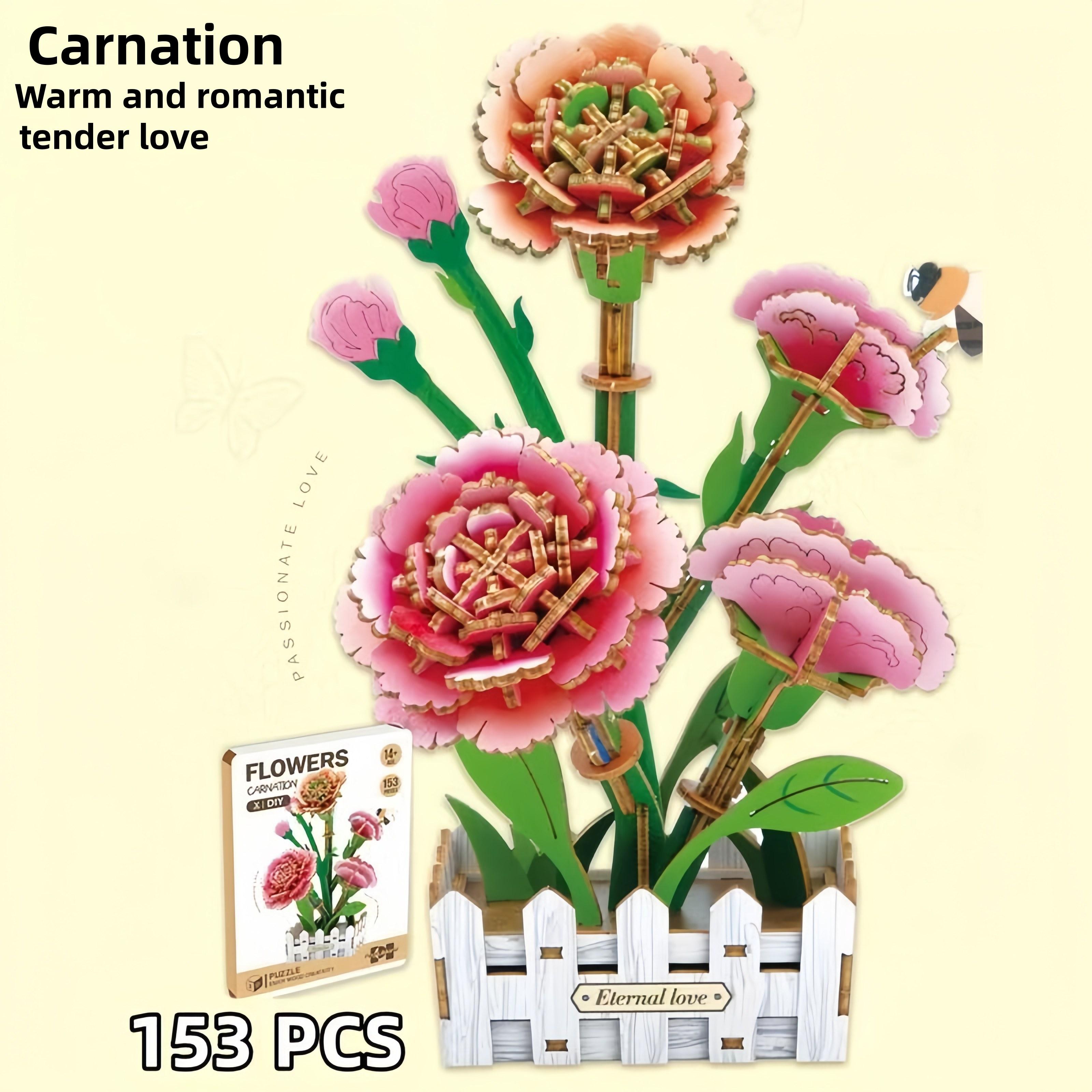 Hochwertiges Holz Hochwertige Blume Hochwertiges Puzzle Hochwertiges 3D Hochwertiges Modell, Hochwertiges Holz Selbstmontage Hochwertig pink