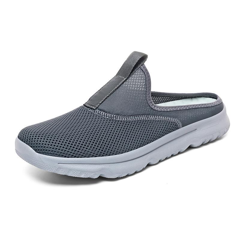 Breathable mesh half tray outer wear thick sole one pedal leisure sports beach shoes couple large size