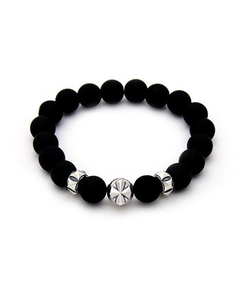 Royal Piece Onyx Ball Silver Bracelets