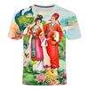 2024 Latest 3D Printed Short Sleeves, Personalized,Creative, Ancient Painting Patterns, Men's and Women's Round Neck T-shirts