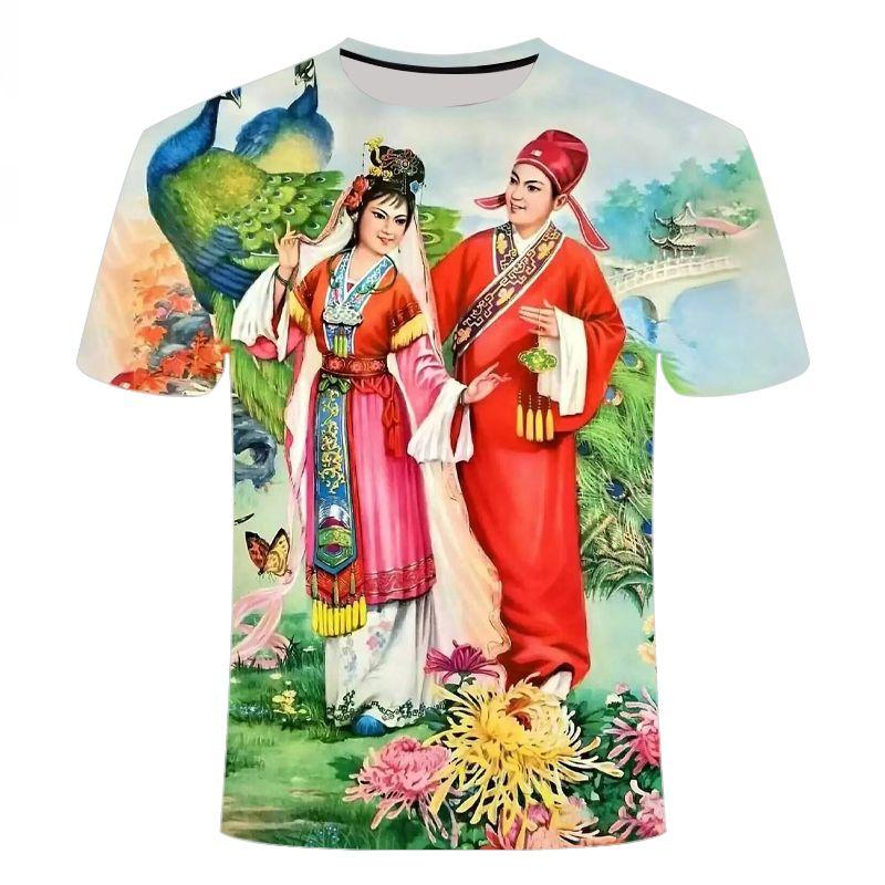 2024 Latest 3D Printed Short Sleeves, Personalized,Creative, Ancient Painting Patterns, Men's and Women's Round Neck T-shirts
