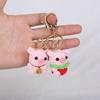Cute Mini Crochet Pink Pig Keychain Handmade Cartoon Animal Backpack Charm Soft Knitted Accessory for Souvenir Gift