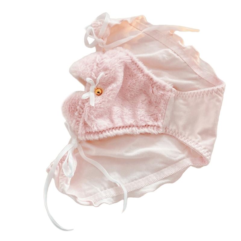 Cats Ear Bells Tie String Women's Furry Panties Cartoon Anime Ruffled Briefs Japanese Kitten Cosplay Lingerie Underwear