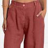Women Casual Pants with Oblique Pockets Elastic Waist Wide-Leg Design Solid Color Leisure Pants Travel Work Daily Wear