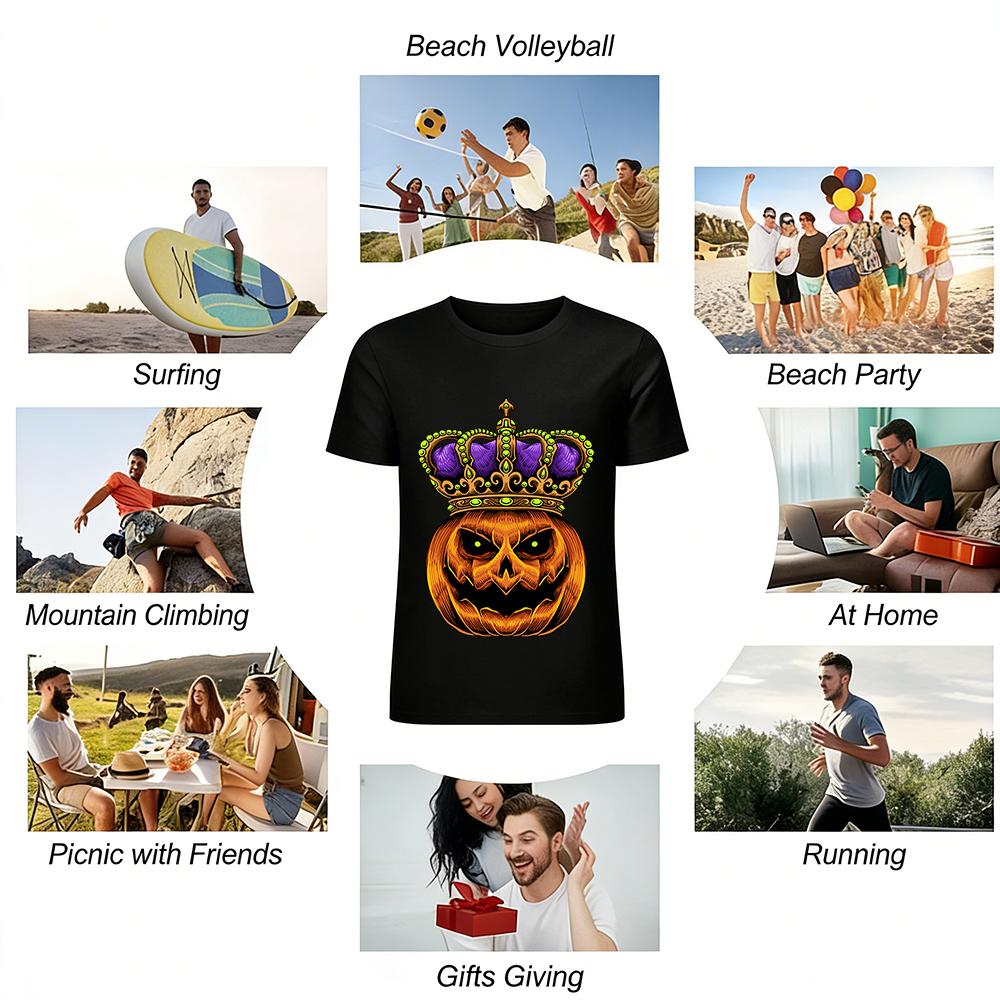 Halloween Pumpkin King Spooky Graphic Print Top Pure cotton T-shirt
