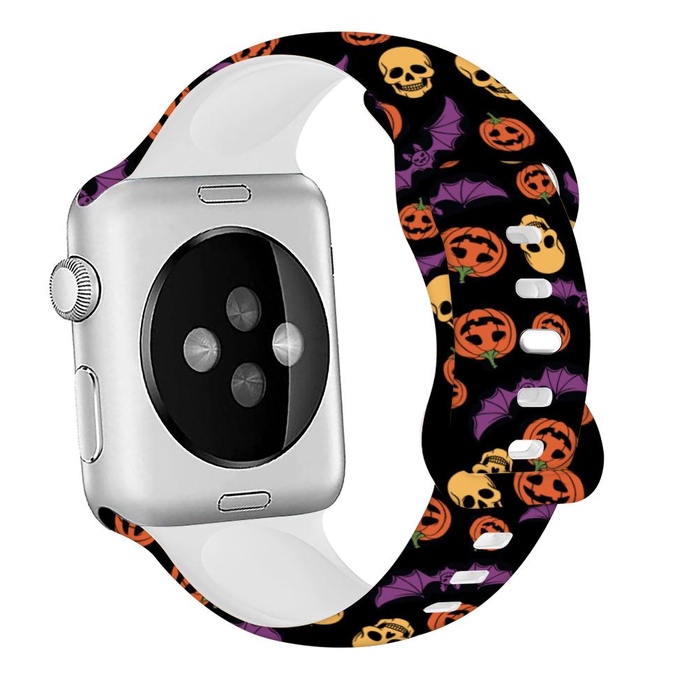 Silicone Strap For Apple Watch Band 44mm 40mm 45mm 49mm 41mm 38mm 42mm Halloween bracelet iwatch series 9 7 se 3 5 4 6 8 ultra 2