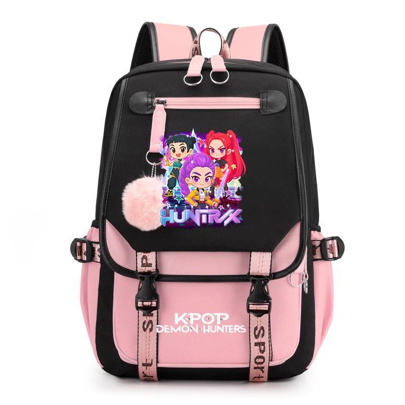 K-pop Inspired Anime Girl Group Backpack Students Teens School Use Lightweight Oxford Fabric With USB Port Padded Straps