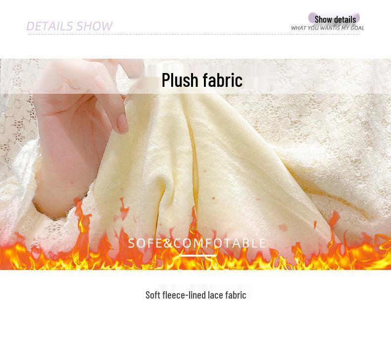 Women's Autumn/Winter 2120 Lace Fleece-Lined High Neck Base Layer Top - Fashionable, Thickened Innerwear 