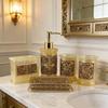 Contemporary Glass Soap Dispenser And Toothbrush Container With Elegant Finish For Bathroom Decor