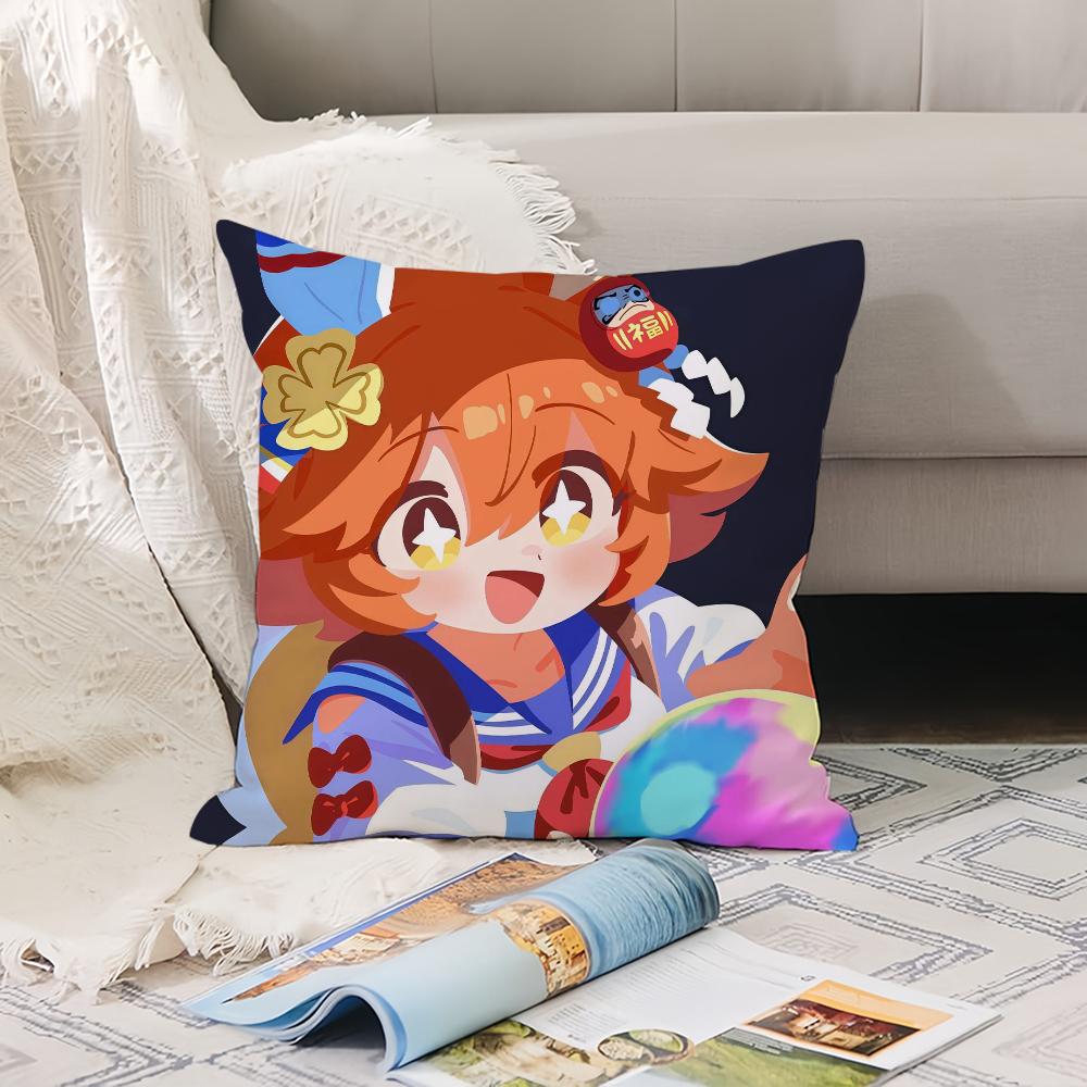 Söt U-Uma M-Musume P-Pretty D-Derby Kuddfodral Kontorskuddar Lämpliga för Soffa Bil Sovrum Dekorativt Kuddfodral